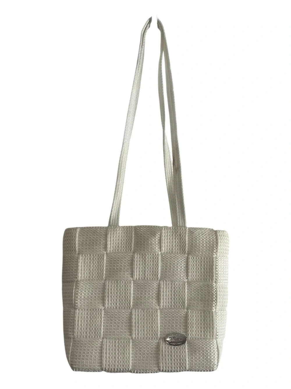 Creazioni Alma Made in Italy Ivory Woven Tote Shoulder Bag Quiet Luxury